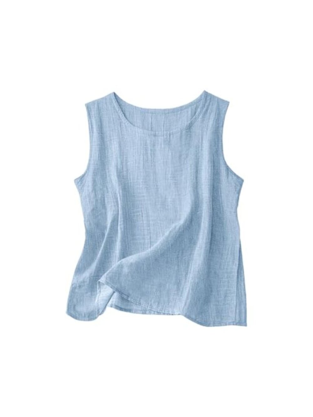 Linen Cotton Tank Top Women Crewneck Sleeveless Summer Shirt